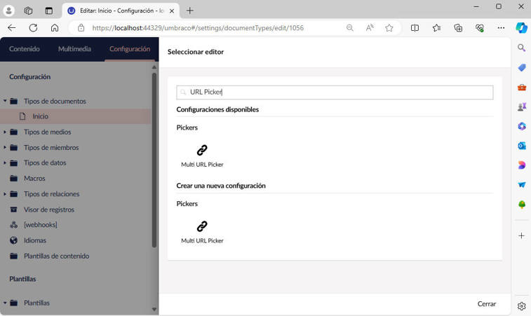Seleccionando URL picker